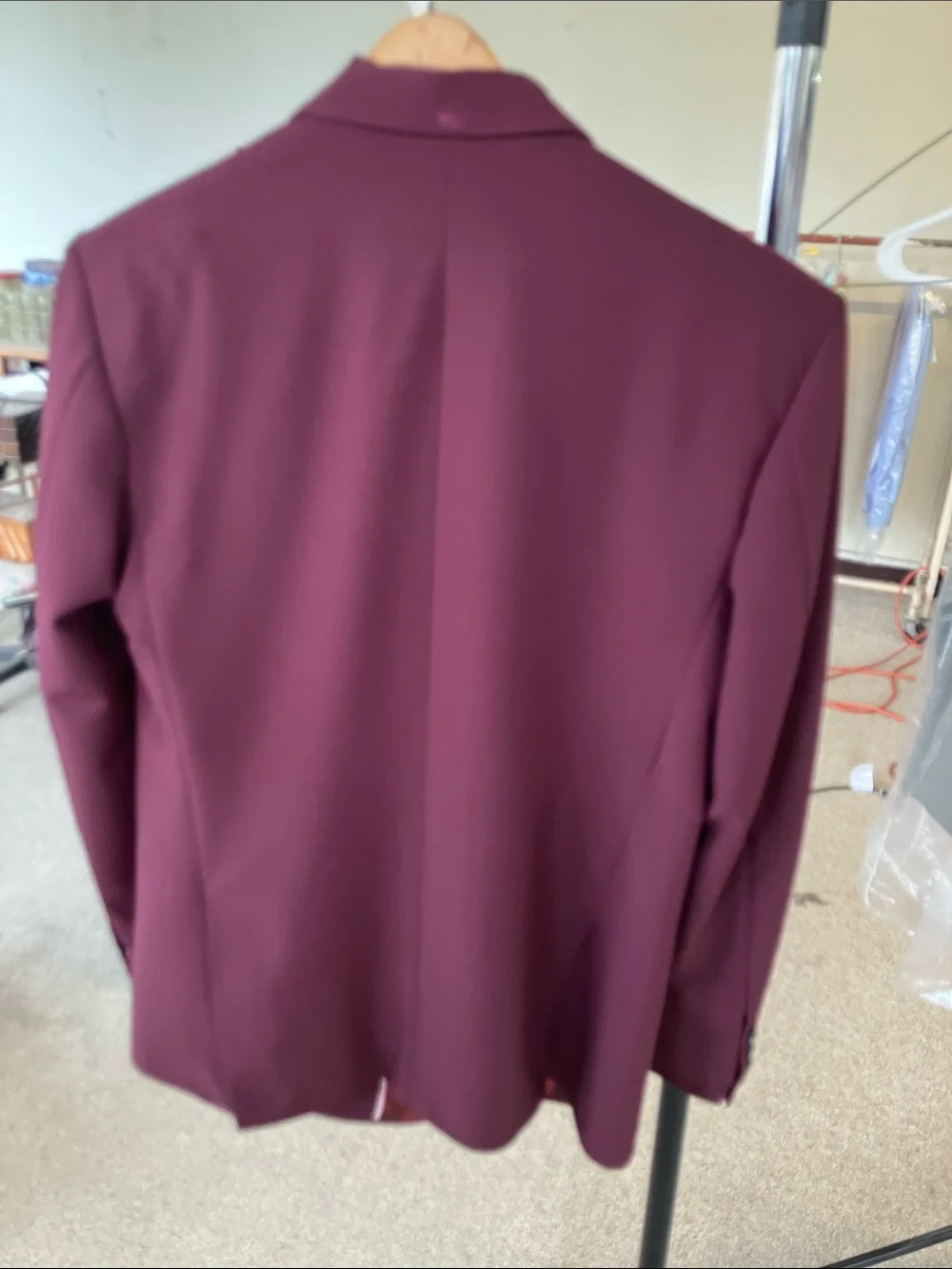 French Crown | Men's Burgundy Double-Breasted Blazer with Notch Lapel